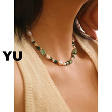 Load image into Gallery viewer, Shaped Stringed Pearls Colorful Natural Stone Bohemian Titanium Steel Necklace

