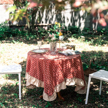 Load image into Gallery viewer, Embroidery Three-Dimensional Ruffled Dining Table Fabric Pure Cotton American Retro Tablecloth

