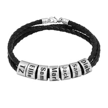 Load image into Gallery viewer, Woven Beads Bracelet Men's DIY Custom Letter Name Leather Rope Bracelet Father
