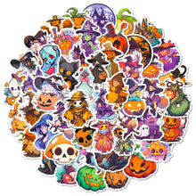 Load image into Gallery viewer, 50pcs Children's Cartoon Graffiti Halloween Stickers Pumpkin Ghost Witch Bat Halloween Carnival Stickers

