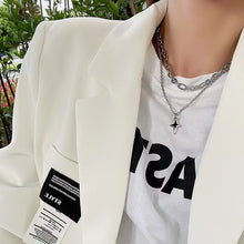 Load image into Gallery viewer, Sweet and cool metal titanium steel chain cross necklace hip hop men's and women's collarbone chain jewellery
