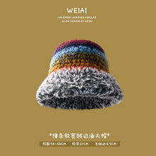 Load image into Gallery viewer, Winter colorful christmas hat vintage knitted wool hat warm plush bucket hat
