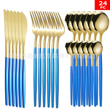 Load image into Gallery viewer, Stainless Steel Knife and Forks 24-Piece Portuguese Tableware Set Golden Set Creative Western Food Steak Knife
