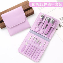 Load image into Gallery viewer, Rose Golden Scissors Nail Clippers Suit Tri-Fold Bag 16-Piece Pedicure Manicure Implement Ladies
