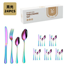 Load image into Gallery viewer, 24-Piece Set Stainless Steel Knife, Fork and Spoon Tableware Set Gold-Plated Gift Box Western Dinner Set
