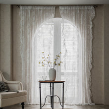 Load image into Gallery viewer, White Retro French Transparent Lace Mesh Curtains Ruffled Balcony Bedroom Curtain
