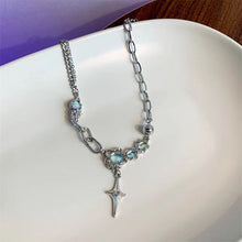 Load image into Gallery viewer, Cross Moonstone Necklace Trendy Cool Hot Girl Clavicle Chain Women's T-shirt Chain Accessories
