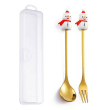 Load image into Gallery viewer, Q Christmas Dessert Spork Set Cute Doll Dessert Spoon Cartoon Tableware Fruit Fork Portable Coffee Spoon
