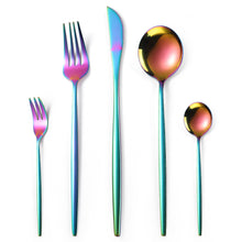 Load image into Gallery viewer, Portugal Gold Stainless Steel Tableware Five-Piece Set Tableware Set Knife, Fork and Spoon
