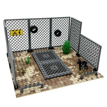 Load image into Gallery viewer, MOC Small Particle Building Blocks Garage Car Parking Place Meshes of Fence Military Wheels
