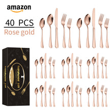 Load image into Gallery viewer, Tableware Knife, Fork and Spoon 40-Piece Set 8-Person Group Western Food/Steak Knife, Fork and Spoon Tableware
