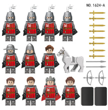 Load image into Gallery viewer, Mini Medieval Soldier Cartoon Figures-Doll Knight Corps Doll Model White Horse Black Shield Accessories

