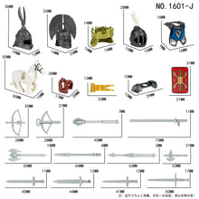 Load image into Gallery viewer, 1601-J Medieval Knight Soldier Weapon Kits Accessories Components Children Assembling Building Blocks Toy
