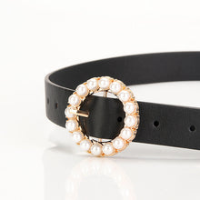 Load image into Gallery viewer, Fashion Trend round Pearl Pin Buckle Highlight Temperament Noble Belt
