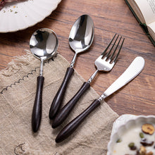 Load image into Gallery viewer, 304 Stainless Steel Tableware with Black Wooden Handle Suit Party Tableware
