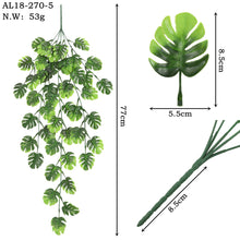 Load image into Gallery viewer, 5PCs Simulation Wall Hanging Green Plant KIC Leaf Monstera Green Rattan Wall Hanging Plant
