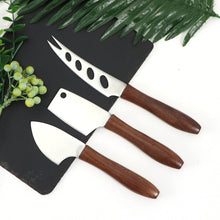 Load image into Gallery viewer, Stainless Steel Cheese Knife Walnut Wooden Handle Cheese Knife Baking Butter Knife Cheese Tool Set
