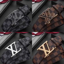 Load image into Gallery viewer, Business Casual Automatic Buckle Belt High-End Genuine Leather Fashion Check Pattren All-Match Pants Belt
