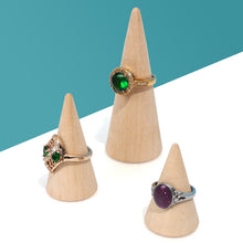 Load image into Gallery viewer, 3PCs/Set Creative Ring Display Stand Cone Counter Ring Setting Cone Solid Wood Base Jewelry Ornament Ornaments

