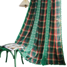 Load image into Gallery viewer, Plaid Stitching Curtain Christmas Red American Curtain
