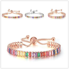 Load image into Gallery viewer, European and American Color Zircon Bracelet Female Fully-Jeweled Crystal Tennis Birthday Bracelet
