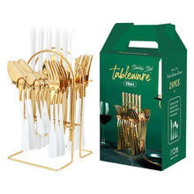 Load image into Gallery viewer, Stainless Steel Tableware Set Western Tableware Knife, Fork and Spoon 24-Piece Set
