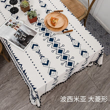 Load image into Gallery viewer, Bohemian Tablecloth Cotton Linen Disposable Fabric Ethnic Style Tassel Rectangular Tassel Tablecloth Waterproof and Oil-Proof
