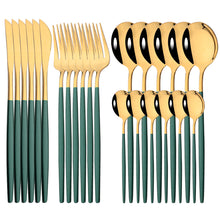 Load image into Gallery viewer, Stainless Steel Tableware 24-Piece Set Bright Portuguese Western Food Gold Knife, Fork and Spoon I

