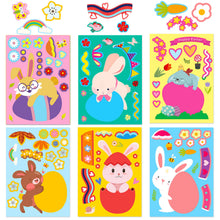 Load image into Gallery viewer, 6 Sheets/Pack Easter Rabbit Puzzle Stickers Dried Shrimp Children's Educational Puzzle Colorful Egg Face Changing Stickers
