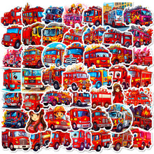 Load image into Gallery viewer, 50 Pieces Fire Truck Stickers New Children Cartoon Fire Truck Stickers Early Childhood Education Skateboard Sticker

