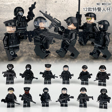Load image into Gallery viewer, 12pcs/Set Black SWAT M8034 Small Particles Doll Toy Weapon Pieces Accessories Assembling Children's Building Blocks Toys
