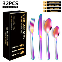 Load image into Gallery viewer, Stainless Steel Tableware Set 1010 Four Main Pieces Western Food/Steak Knife, Fork and Spoon Supply Gift Set
