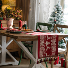 Load image into Gallery viewer, New Christmas Table Runner Holiday Dress up Coffee Table Tablecloth Red Jacquard Christmas Table Runner
