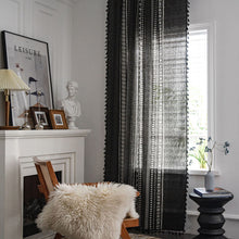 Load image into Gallery viewer, Cotton and Linen Curtain Living Room Bedroom Decoration Style Black and White Printed Bay Window Curtain
