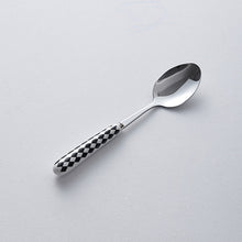 Load image into Gallery viewer, Chaobai Ceramic Hepburn Style Tableware Knife, Fork and Spoon Niche Polka Dot Stainless Steel Tableware Creative High-Looking Fruit Knife and Fork
