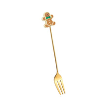 Load image into Gallery viewer, Q Christmas Gift Creative Small Spoon Golden Elk Cartoon Fruit Fork Christmas Tree Old Man Dessert Coffee Spoon
