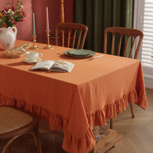Load image into Gallery viewer, Solid Color Ins Style Pumpkin Tablecloth Pure Cotton Ruffles Tablecloth Halloween Decorative Table Cloth Photograph Background Cloth
