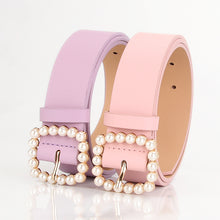 Load image into Gallery viewer, Women's Belt Square Button Point Pearl Sweet Elegant Dress Decorative Band
