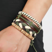 Load image into Gallery viewer, European And American Popular Ornament Personalized Woven Multi-Layer Hemp Rope Bracelet Wrist String Simple Diy4-Piece Leather Bracelet
