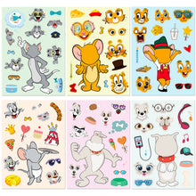 Load image into Gallery viewer, 6-36 Sheets/Pack Cartoon Puzzle Face Changing Stickers New Anime Personality Graffiti DIY Educational Puzzle Stickers
