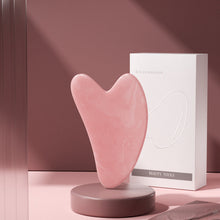 Load image into Gallery viewer, Pink Crystal Roller Facial Massage Non-Jade Beauty Bar Double-End P  ush Face Lift Relax Heart Shape Scrapping Plate
