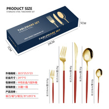 Load image into Gallery viewer, Stainless Steel Tableware Set Portuguese Steak Knife, Fork and Spoon 5 Components 30-Piece Set Color Box Packaging
