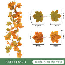 Load image into Gallery viewer, 5pcs/Set Artificial Maple Leaf Vine Artificial Plant Rattan Christmas Wall Hanging Plastic Wickers Plants
