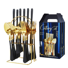 Load image into Gallery viewer, Product Stainless Steel Tableware 24-Piece Set 1010 Four Main Pieces Knife, Fork and Spoon
