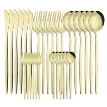Load image into Gallery viewer, Stainless Steel Tableware Knife, Fork and Spoon 30-Piece Set Hotel Portugal Knife, Fork and Spoon Fruit
