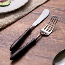 Load image into Gallery viewer, 304 Stainless Steel Tableware with Black Wooden Handle Suit Party Tableware
