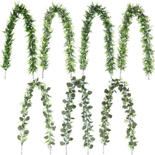 Load image into Gallery viewer, 5pcs Emulational Eucalyptus Rattan Eucalyptus Leaves Ivy Scindapsus Aureus Leaves Vine Fake Flower Plants
