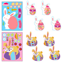 Load image into Gallery viewer, 6 Sheets/Pack Easter Rabbit Puzzle Stickers Dried Shrimp Children's Educational Puzzle Colorful Egg Face Changing Stickers
