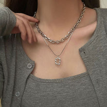 Load image into Gallery viewer, Titanium Steel Double-Layer Necklace Women's All-Matching Graceful Sweater Chain Design Sense Advanced Clavicle Chain
