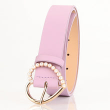Load image into Gallery viewer, Sweet Inlaid Pearl Peach Heart Buckle Dress Decoration Belt Cute Student Jeans Strap
